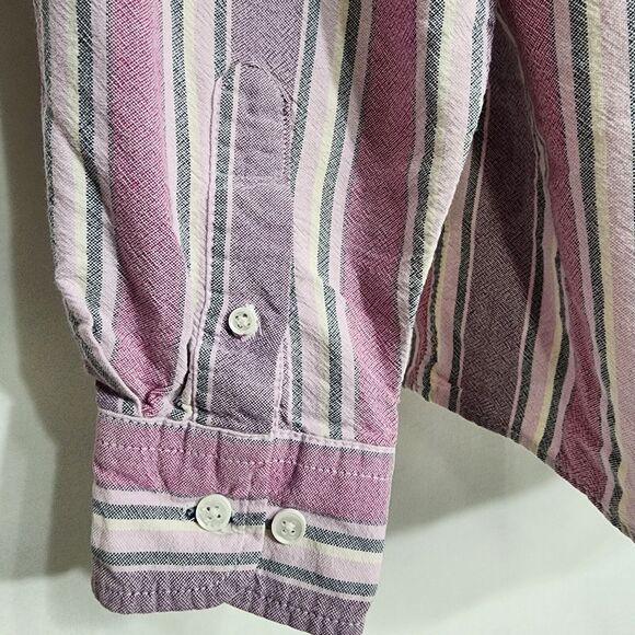 Cabin Creek Womens Top Large Striped Pink Purple Button Front Long Sleeve Shirt - Picture 6 of 8